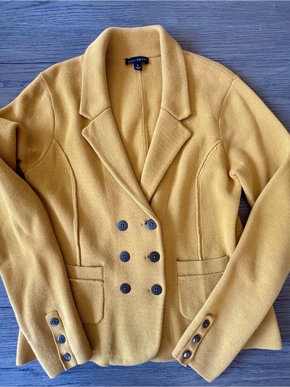 WILLI SMITH Double-Breasted Blazer Jacket in Mustard Yellow